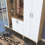 Hanah Home EA131 - 2801 Recibidor de Entrada Nogal y Blanco 180x198.6x37.5cm Mueble Organizador para Hogar